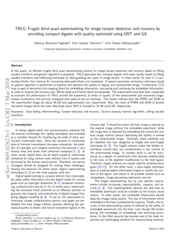 TRLG: Fragile blind quad watermarking for image tamper detection and
  recovery by providing compact digests with quality optimized using LWT and GA