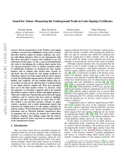 Issued for Abuse: Measuring the Underground Trade in Code Signing
  Certificate