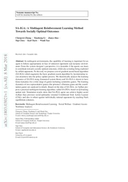 SA-IGA: A Multiagent Reinforcement Learning Method Towards Socially
  Optimal Outcomes