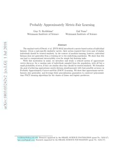 Probably Approximately Metric-Fair Learning