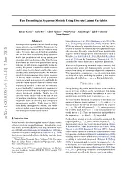Fast Decoding in Sequence Models using Discrete Latent Variables