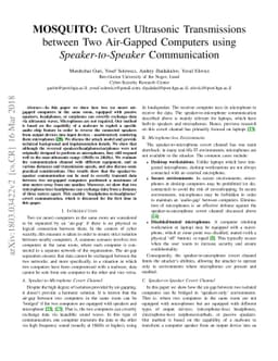 MOSQUITO: Covert Ultrasonic Transmissions between Two Air-Gapped
  Computers using Speaker-to-Speaker Communication