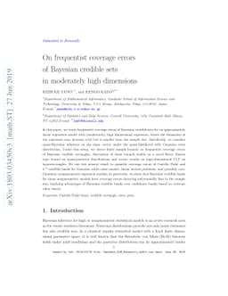 On frequentist coverage errors of Bayesian credible sets in moderately
  high dimensions