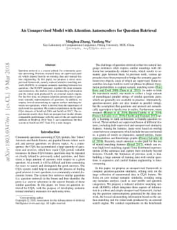 An Unsupervised Model with Attention Autoencoders for Question Retrieval