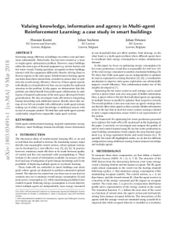 Valuing knowledge, information and agency in Multi-agent Reinforcement
  Learning: a case study in smart buildings