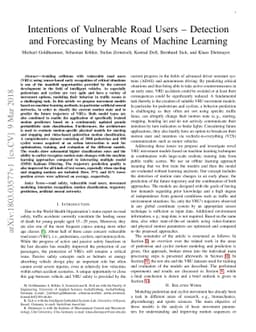 Intentions of Vulnerable Road Users - Detection and Forecasting by Means
  of Machine Learning