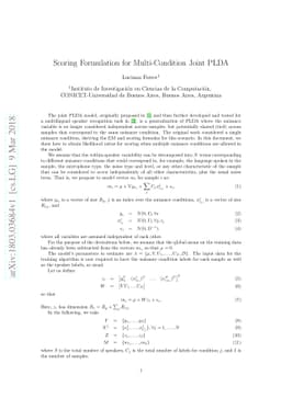 Scoring Formulation for Multi-Condition Joint PLDA