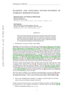 Learning and analyzing vector encoding of symbolic representations