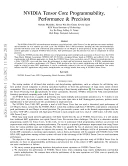 NVIDIA Tensor Core Programmability, Performance & Precision