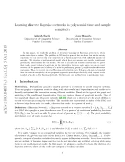 Learning discrete Bayesian networks in polynomial time and sample
  complexity