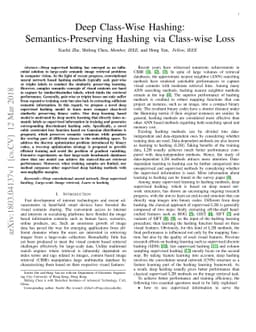Deep Class-Wise Hashing: Semantics-Preserving Hashing via Class-wise
  Loss