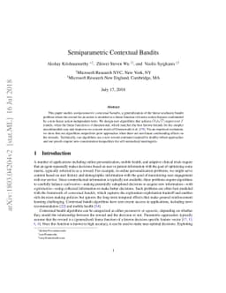 Semiparametric Contextual Bandits