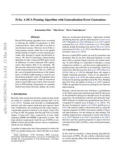 FeTa: A DCA Pruning Algorithm with Generalization Error Guarantees