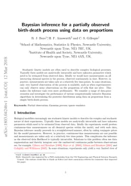 Bayesian inference for a partially observed birth-death process using
  data on proportions