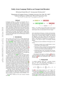 Entity-Aware Language Model as an Unsupervised Reranker