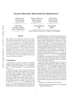 Beyond Gröbner Bases: Basis Selection for Minimal Solvers
