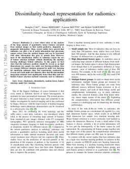 Dissimilarity-based representation for radiomics applications