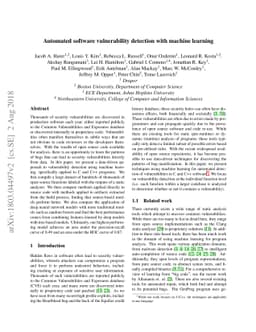 Automated software vulnerability detection with machine learning