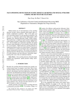 Face Spoofing Detection by Fusing Binocular Depth and Spatial Pyramid
  Coding Micro-Texture Features