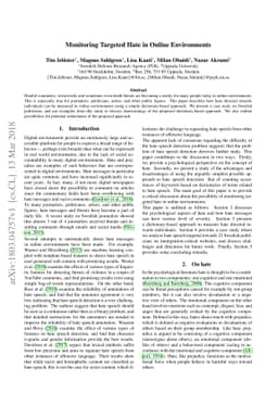 Monitoring Targeted Hate in Online Environments