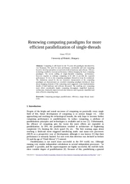 Renewing computing paradigms for more efficient parallelization of
  single-threads