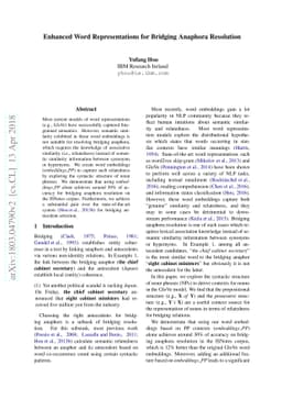 Enhanced Word Representations for Bridging Anaphora Resolution
