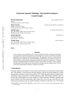 Structural Agnostic Modeling: Adversarial Learning of Causal Graphs