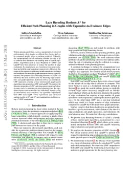 Lazy Receding Horizon A* for Efficient Path Planning in Graphs with
  Expensive-to-Evaluate Edges