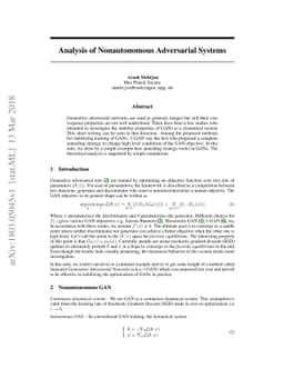 Analysis of Nonautonomous Adversarial Systems