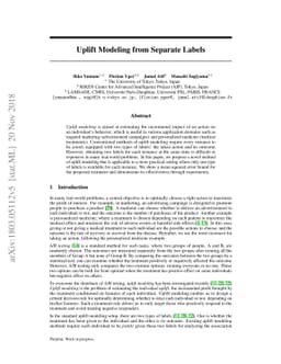 Uplift Modeling from Separate Labels