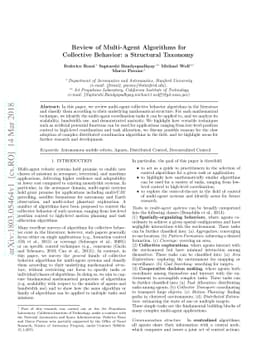 Review of Multi-Agent Algorithms for Collective Behavior: a Structural
  Taxonomy