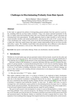 Challenges in Discriminating Profanity from Hate Speech