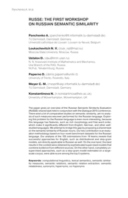 RUSSE: The First Workshop on Russian Semantic Similarity