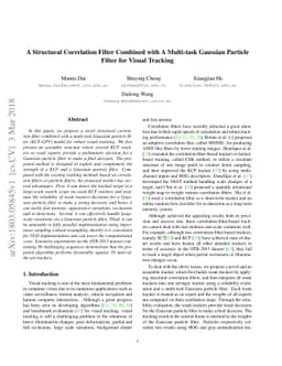 A Structural Correlation Filter Combined with A Multi-task Gaussian
  Particle Filter for Visual Tracking