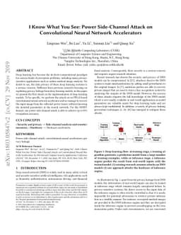 I Know What You See: Power Side-Channel Attack on Convolutional Neural
  Network Accelerators
