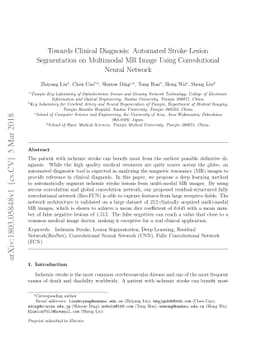 Towards Clinical Diagnosis: Automated Stroke Lesion Segmentation on
  Multimodal MR Image Using Convolutional Neural Network