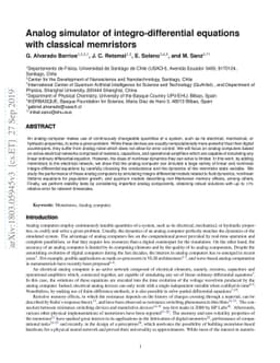 Analog simulator of integro-differential equations with classical
  memristors