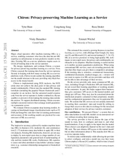 Chiron: Privacy-preserving Machine Learning as a Service