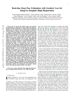 Real-time Deep Pose Estimation with Geodesic Loss for Image-to-Template
  Rigid Registration