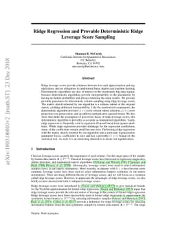 Ridge Regression and Provable Deterministic Ridge Leverage Score
  Sampling