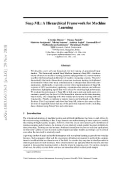 Snap ML: A Hierarchical Framework for Machine Learning