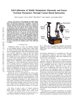 Self-Calibration of Mobile Manipulator Kinematic and Sensor Extrinsic
  Parameters Through Contact-Based Interaction