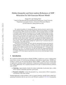 Hidden Integrality and Semi-random Robustness of SDP Relaxation for
  Sub-Gaussian Mixture Model