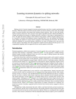 Learning recurrent dynamics in spiking networks