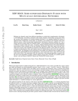 Sdf-GAN: Semi-supervised Depth Fusion with Multi-scale Adversarial
  Networks