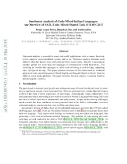Sentiment Analysis of Code-Mixed Indian Languages: An Overview of
  SAIL_Code-Mixed Shared Task @ICON-2017