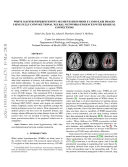 White matter hyperintensity segmentation from T1 and FLAIR images using
  fully convolutional neural networks enhanced with residual connections