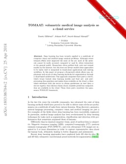 TOMAAT: volumetric medical image analysis as a cloud service