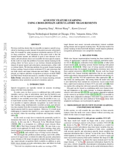 Acoustic feature learning using cross-domain articulatory measurements