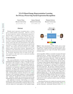 VGAN-Based Image Representation Learning for Privacy-Preserving Facial
  Expression Recognition